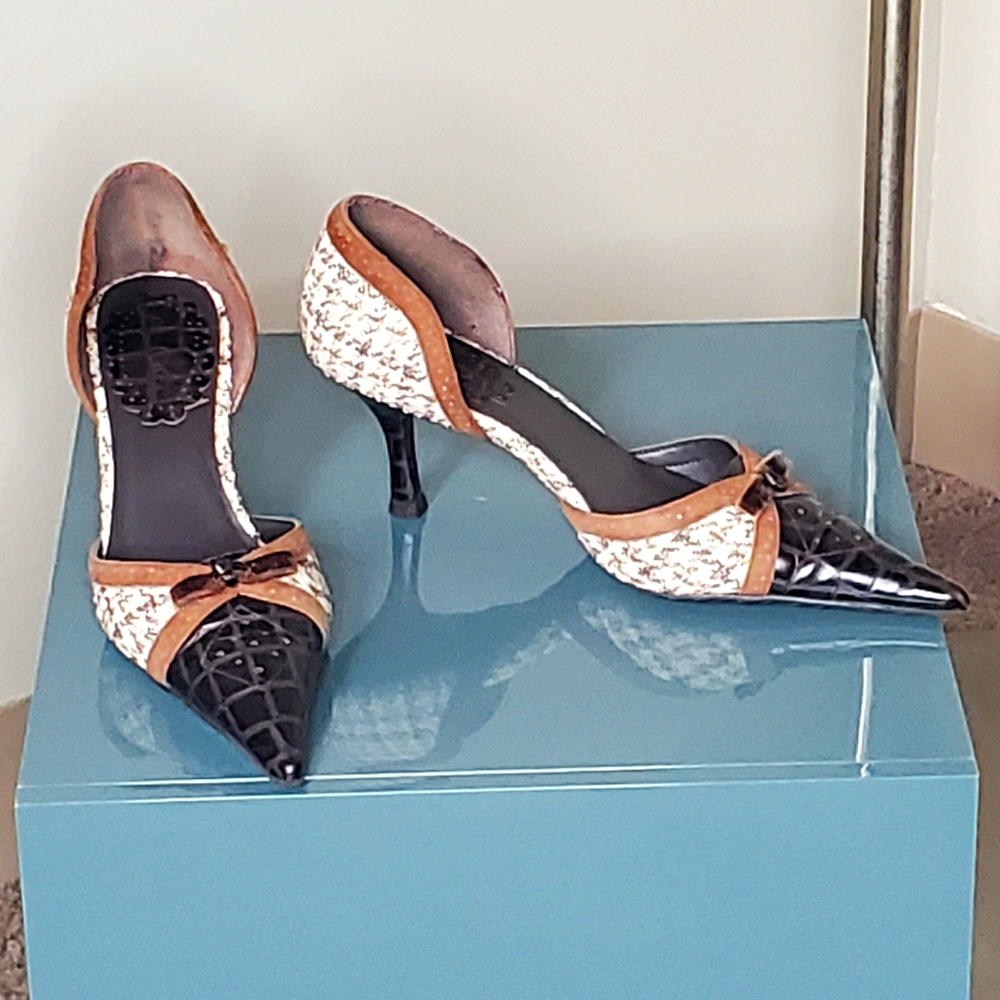 Tweed print heel
